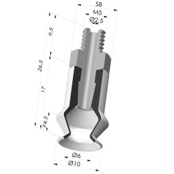 Ventosa 1.5 Fole Série 91 Ø 10,2 mm