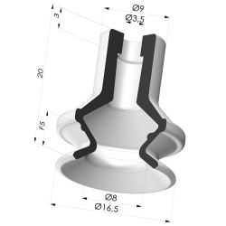 Ventosa 1.5 Fole Série 91 Ø 16,5 mm