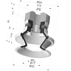 Ventosa 1.5 Fole Série 91 Ø 22,2 mm