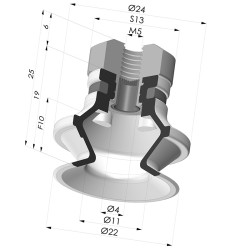 Ventosa 1.5 Fole Série 91 Ø 22,2 mm
