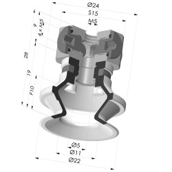 Ventosa 1.5 Fole Série 91 Ø 22,2 mm