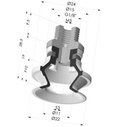 Ventosa 1.5 Fole Série 91 Ø 22,2 mm