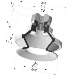 Ventosa 1.5 Fole Série 91 Ø 31,8 mm