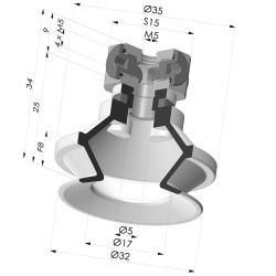 Ventosa 1.5 Fole Série 91 Ø 31,8 mm