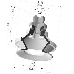 Ventosa 1.5 Fole Série 91 Ø 31,8 mm