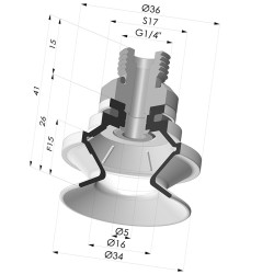 Ventosa 1.5 Fole Série 91 Ø 34MM