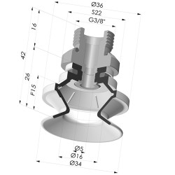 Ventosa 1.5 Fole Série 91 Ø 34MM