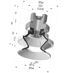 Ventosa 1.5 Fole Série 91 Ø 34MM