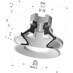 Ventosa 1.5 Fole Série 91 Ø 40MM