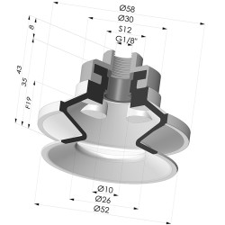 Ventosa 1.5 Fole Série 91 Ø 50MM