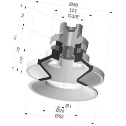 Ventosa 1.5 Fole Série 91 Ø 50MM