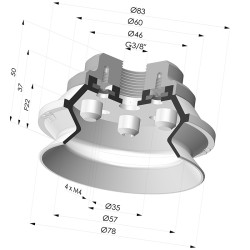 Ventosa 1.5 Fole Série 91 Ø 75MM