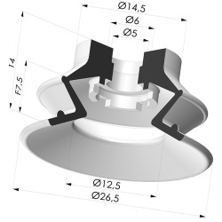 Ventosa 1.5 Fole Série 97B Ø 26,5 mm