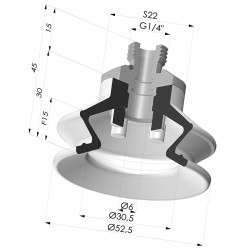 Ventosa 1.5 Fole Série 97B Ø 52,5 mm