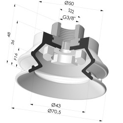 Ventosa 1.5 Fole Série 97B Ø 70mm