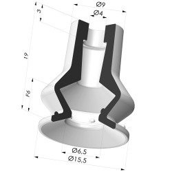 Ventosa 1.5 Fole Série 97C Ø 15,5 mm