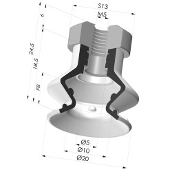 Ventosa 1.5 Fole Série 97C Ø 20,4 mm