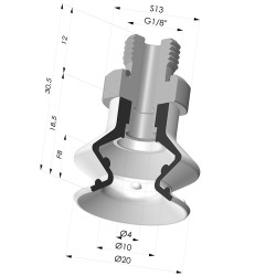Ventosa 1.5 Fole Série 97C Ø 20,4 mm