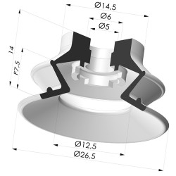 Ventosa 1.5 Fole Série 97C Ø 26,5 mm