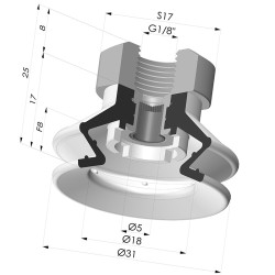 Ventosa 1.5 Fole Série 97C Ø 31MM