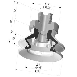 Ventosa 1.5 Fole Série 97C Ø 31MM