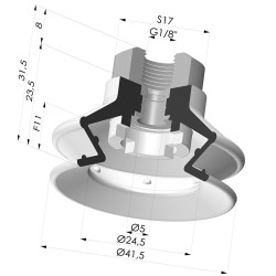 Ventosa 1.5 Fole Série 97C Ø 41,4 mm