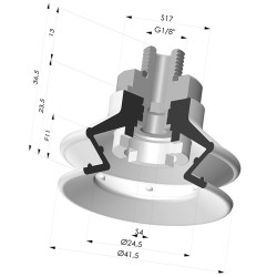 Ventosa 1.5 Fole Série 97C Ø 41,4 mm