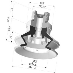 Ventosa 1.5 Fole Série 97C Ø 41,4 mm