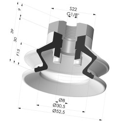Ventosa 1.5 Fole Série 97C Ø 52,5 mm