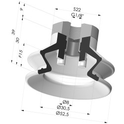 Ventosa 1.5 Fole Série 97C Ø 52,5 mm