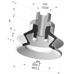 Ventosa 1.5 Fole Série 97C Ø 52,5 mm