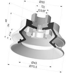 Ventosa 1.5 Fole Série 97C Ø 70MM