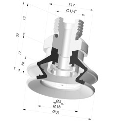 Ventosa 1.5 Fole Série 97C Ø 31MM
