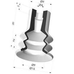 Ventosa 2.5 Fole Série 96B Ø 16MM
