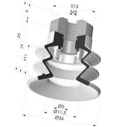 Ventosa 2.5 Fole Série 96B Ø 25MM