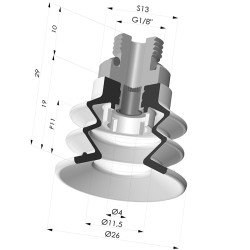 Ventosa 2.5 Fole Série 96B Ø 25MM