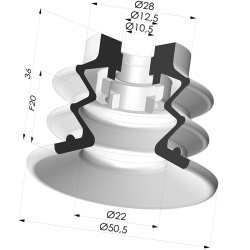 Ventosa 2.5 Fole Série 96B Ø 50MM