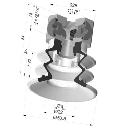 Ventosa 2.5 Fole Série 96B Ø 50MM