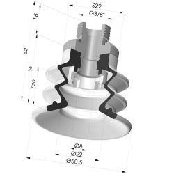 Ventosa 2.5 Fole Série 96B Ø 50MM