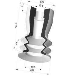 Ventosa 2.5 Fole Série 96C Ø 11MM