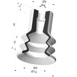 Ventosa 2.5 Fole Série 96C Ø 16MM