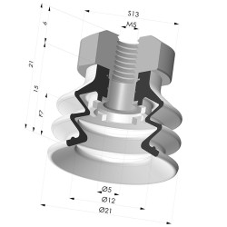 Ventosa 2.5 Fole Série 96C Ø 20MM