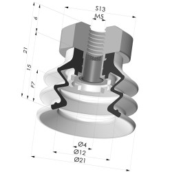 Ventosa 2.5 Fole Série 96C Ø 20MM
