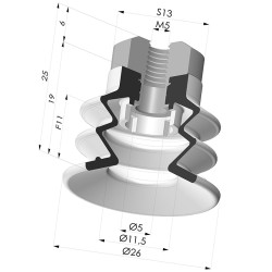 Ventosa 2.5 Fole Série 96C Ø 25MM