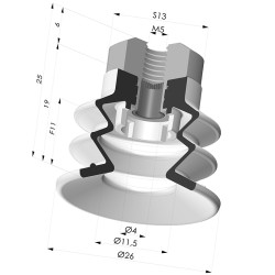 Ventosa 2.5 Fole Série 96C Ø 25MM
