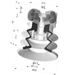Ventosa 2.5 Fole Série 96C Ø 25MM