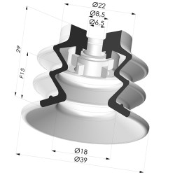 Ventouse 2.5 Soufflets Série 96C Ø 40MM