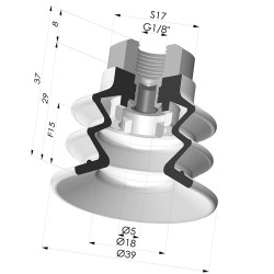 Ventouse 2.5 Soufflets Série 96C Ø 40MM
