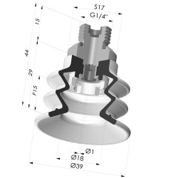 Ventouse 2.5 Soufflets Série 96C Ø 40MM