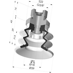 Ventouse 2.5 Soufflets Série 96C Ø 40MM